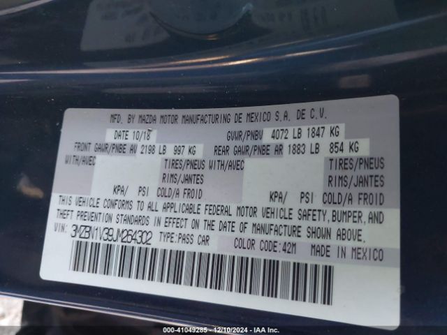 3MZBN1V39JM264302 Mazda Mazda3 Touring