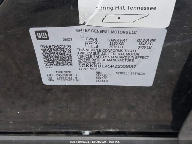 1GKKNUL45PZ233687 GMC Acadia Awd Slt