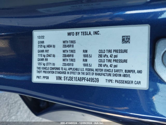 2023 TESLA MODEL 3 5YJ3E1EA8PF449539 Photo 8