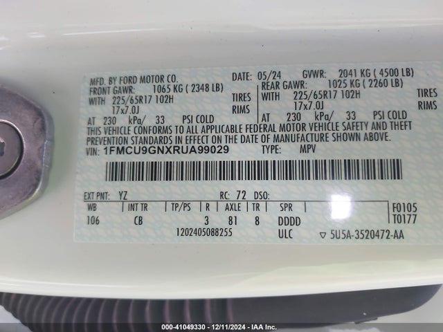 Ford Escape Active 2024 1FMCU9GNXRUA99029 Image 9