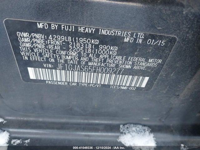 JF1GJAS65FH009277 Subaru 2.0l na