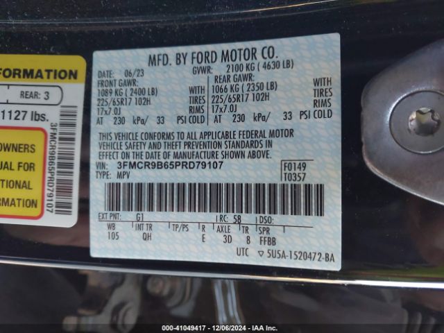 3FMCR9B65PRD79107 Ford Bronco Sport Big Bend