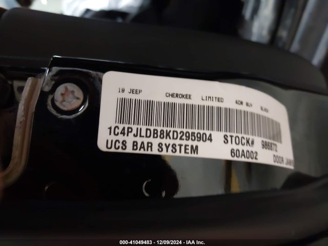 1C4PJLDB8KD295904 Jeep Cherokee Limited Fwd