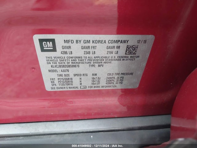 KL4CJBSB2GB599870 Buick Encore Convenience