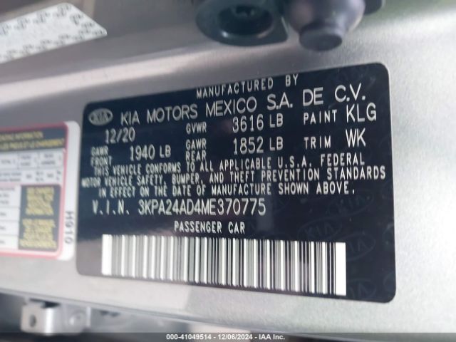 3KPA24AD4ME370775 KIA RIO S
