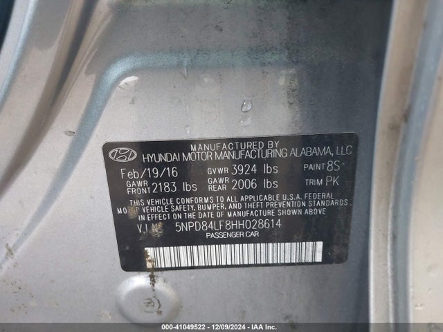 5NPD84LF8HH028614 Hyundai Elantra Limited