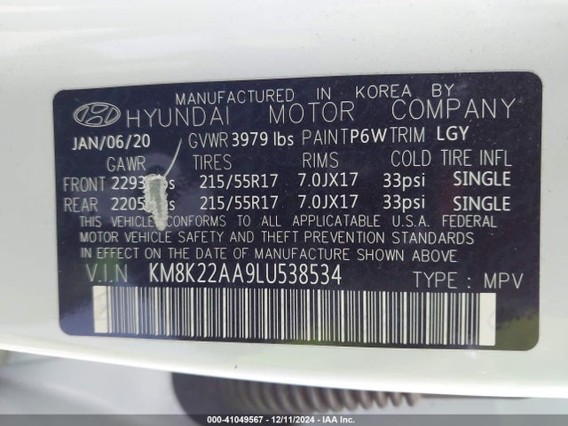 Hyundai Kona Sel 2020 KM8K22AA9LU538534 Image 9