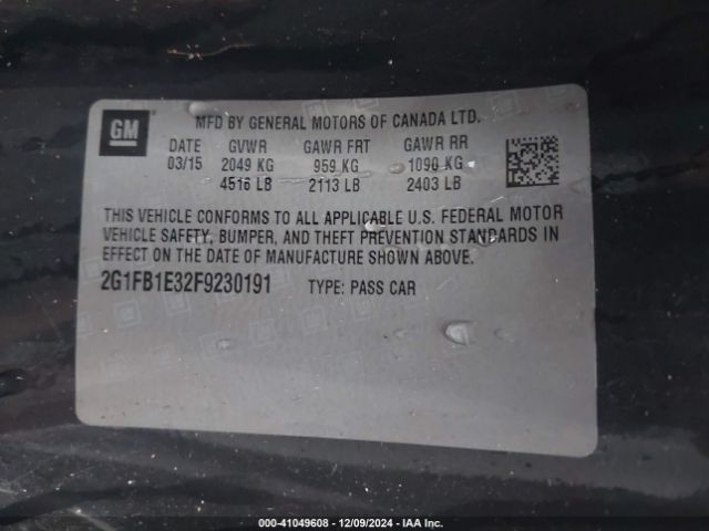 2G1FB1E32F9230191 Chevrolet Camaro 2ls