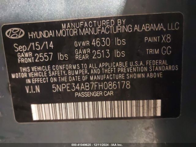 5NPE34AB7FH086178 Hyundai Sonata Sport 2.0t