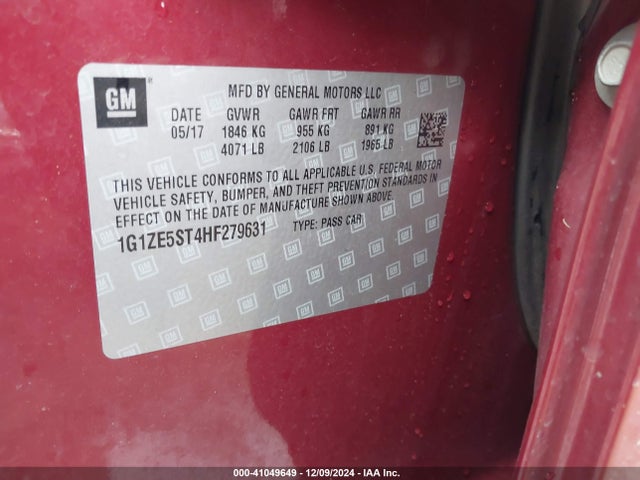 Chevrolet MALIBU 1LT 2017 1G1ZE5ST4HF279631 Image 9