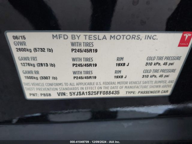 5YJSA1S25FF088435 Tesla Model S 70d/85d/p85d