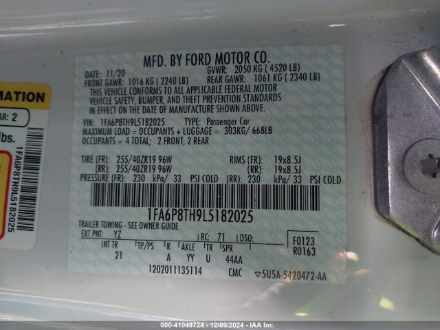 Ford Mustang Ecoboost 2020 1FA6P8TH9L5182025 Image 9