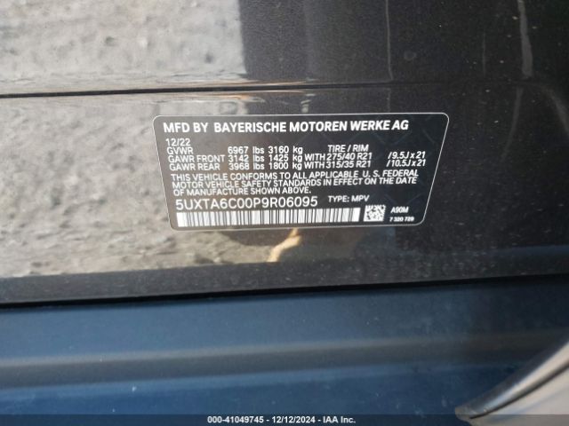 5UXTA6C00P9R06095 BMW X5 Phev Xdrive45e