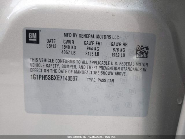 1G1PH5SBXE7140597 Chevrolet Cruze Eco Auto
