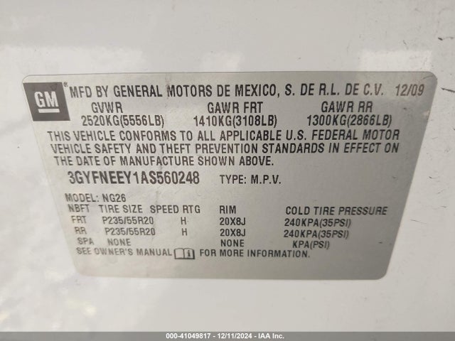 2010 CADILLAC SRX 3GYFNEEY1AS560248 Photo 8
