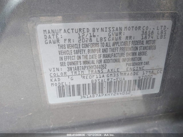 Nissan SENTRA SR 2017 3N1AB7APXHY244052 Image 9