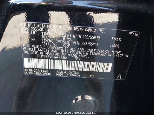 2T3YFREV5JW472864 Toyota Rav4 Limited/platinum