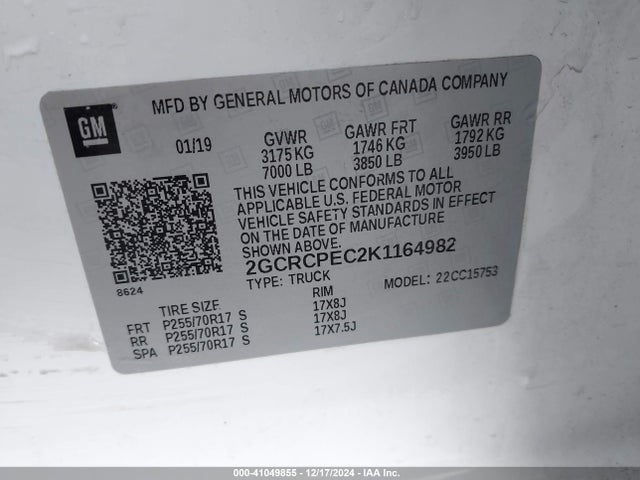Chevrolet Silverado 1500 Ld Lt 2019 2GCRCPEC2K1164982 Image 9