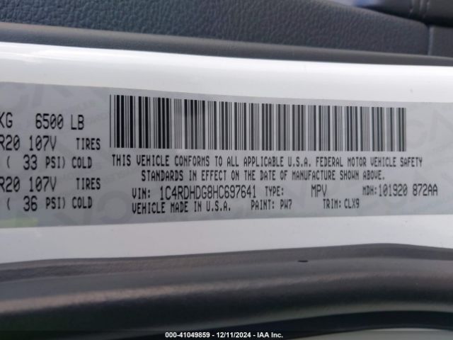 1C4RDHDG8HC697641 Dodge Durango Gt Rwd