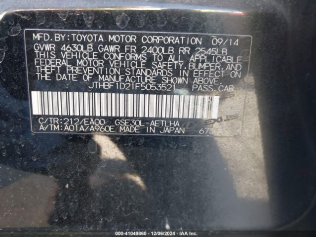 JTHBF1D21F5053521 Lexus IS 250