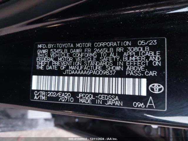 JTDAAAAA6PA009837 Toyota Mirai Xle