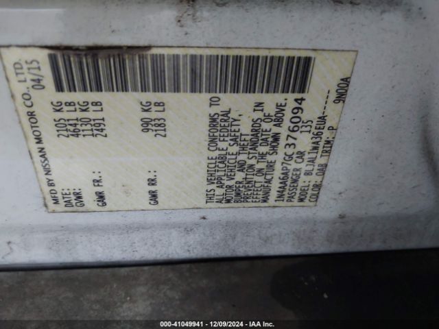 1N4AA6AP7GC376094 Nissan Maxima 3.5 Sr