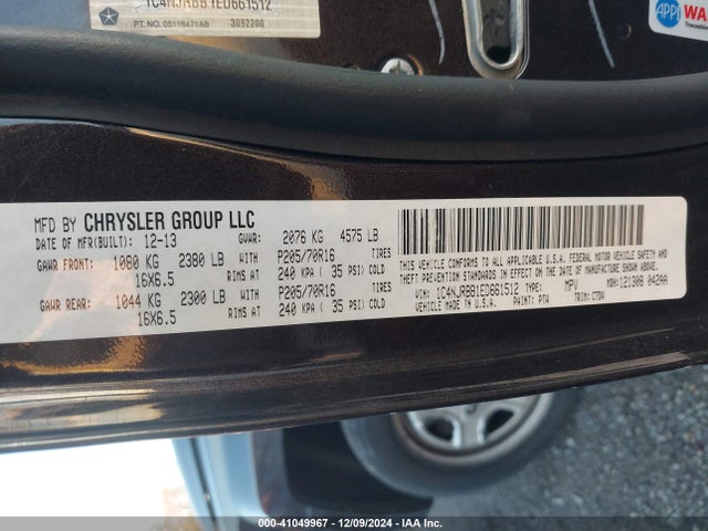 1C4NJRBB1ED661512 Jeep Patriot Sport