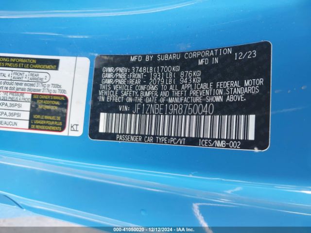 JF1ZNBE19R8750040 Toyota Gr86 Premium