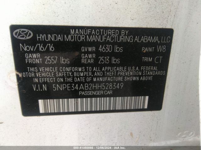5NPE34AB2HH528349 Hyundai Sonata Sport 2.0t