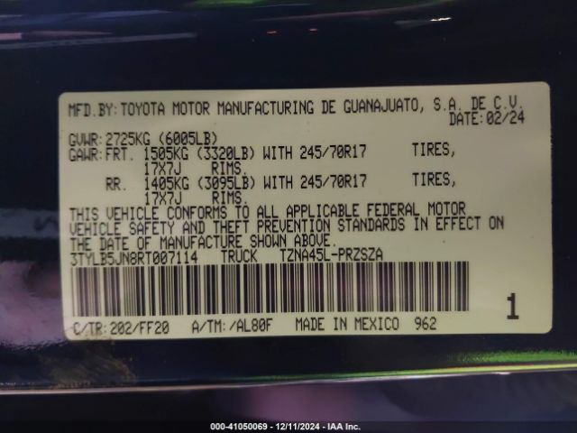 3TYLB5JN8RT007114 Toyota Tacoma Sr5
