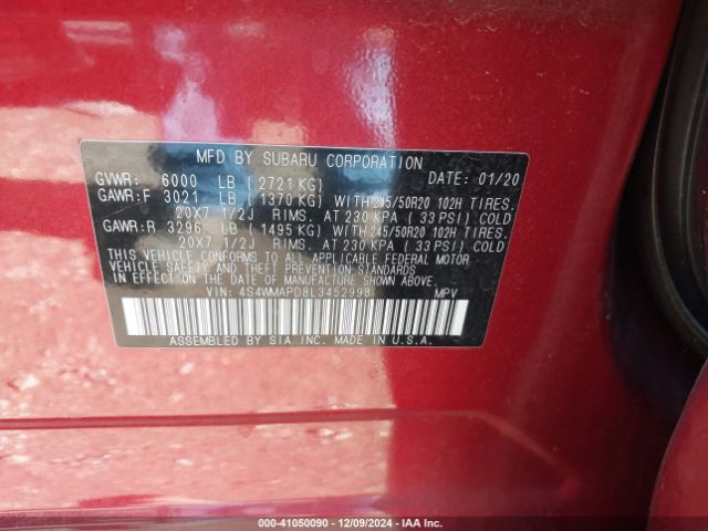 4S4WMAPD8L3452998 Subaru Ascent Limited