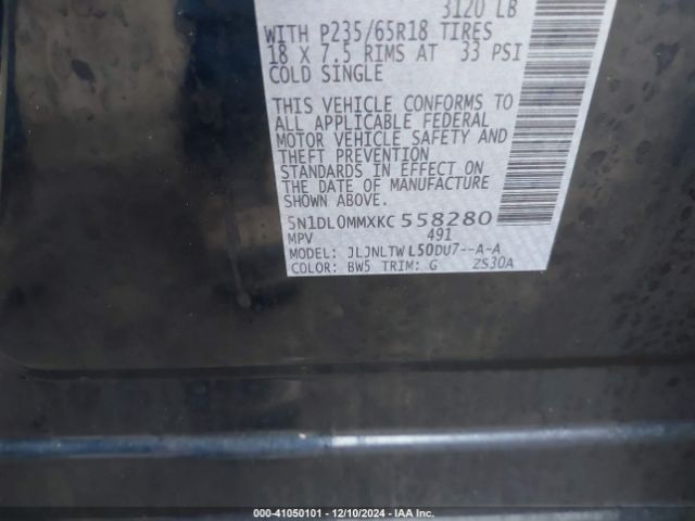 5N1DL0MMXKC558280 Infiniti QX60 LUXE