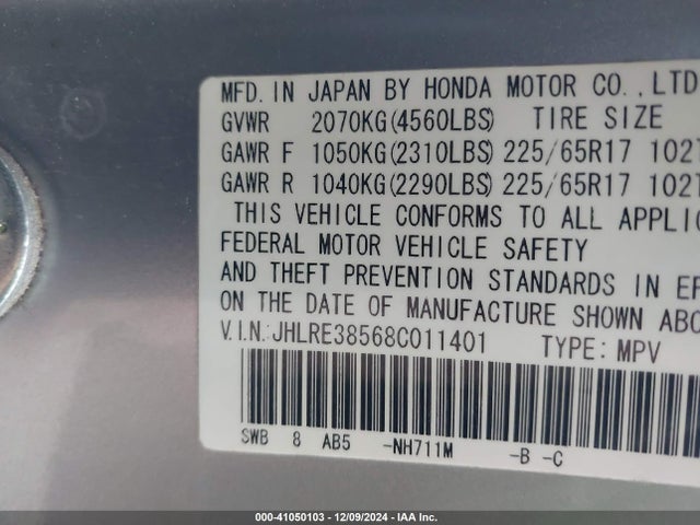 2008 HONDA CR-V JHLRE38568C011401 Photo 8