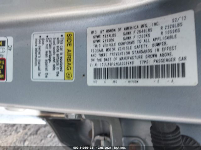 2012 ACURA TL 19UUA9F52CA008249 Photo 8