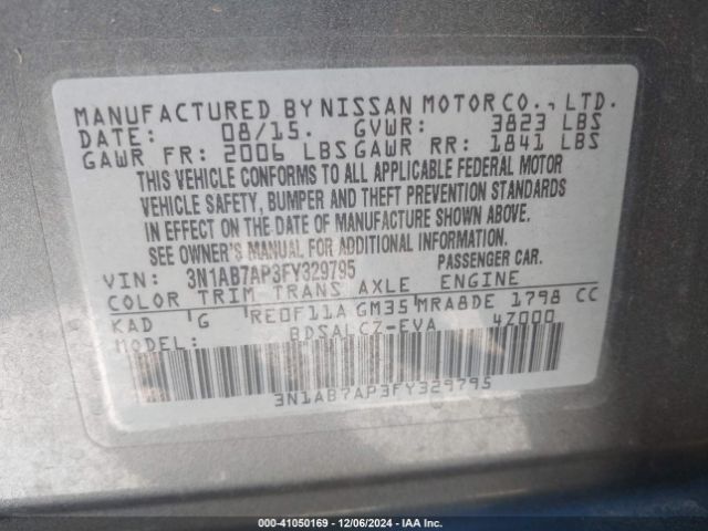 3N1AB7AP3FY329795 Nissan SENTRA S