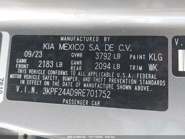 KIA Forte Lxs 2024 3KPF24AD9RE701752 Image 9