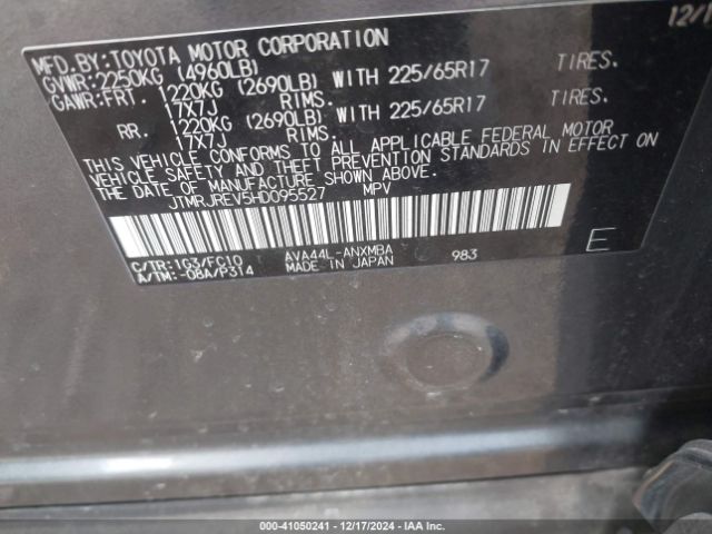 JTMRJREV5HD095527 Toyota Rav4 Hybrid Xle