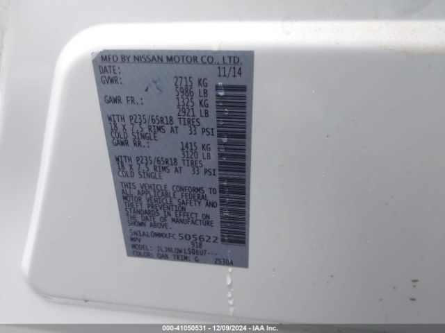 5N1AL0MMXFC505622 Infiniti QX60