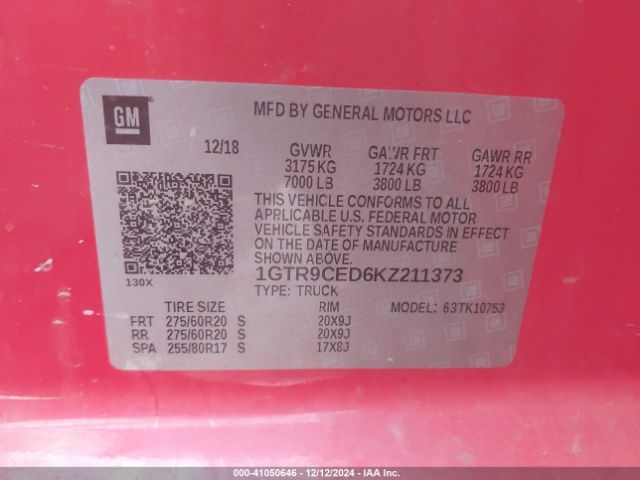 1GTR9CED6KZ211373 GMC Sierra 1500 Elevation