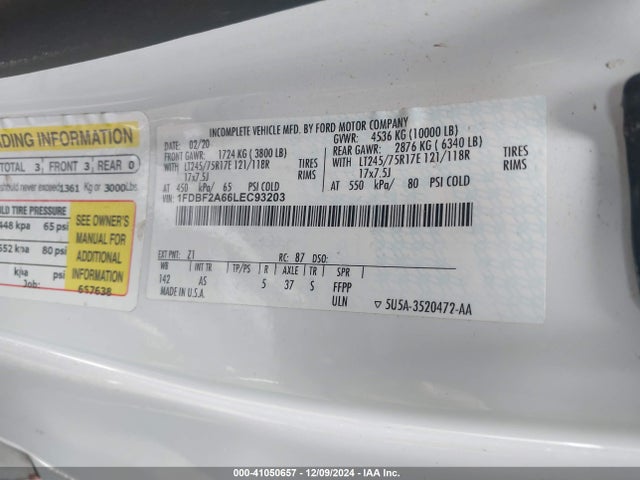 Ford F-250 Xl 2020 1FDBF2A66LEC93203 Image 9
