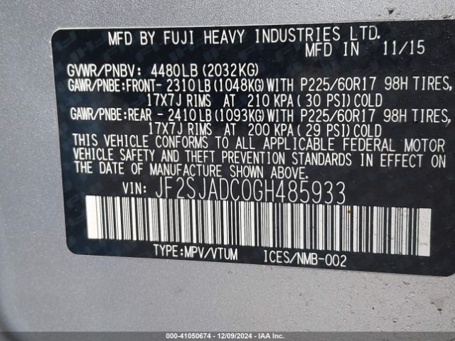 JF2SJADC0GH485933 Subaru Forester 2.5i Premium