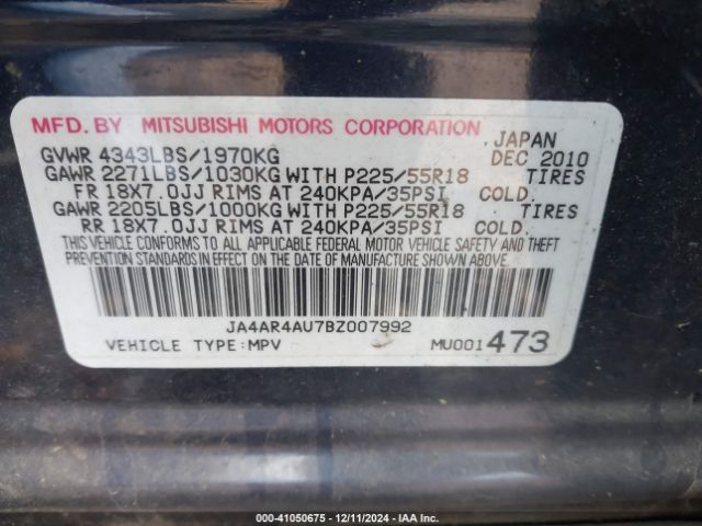 2011 MITSUBISHI OUTLANDER SPORT JA4AR4AU7BZ007992 Photo 8