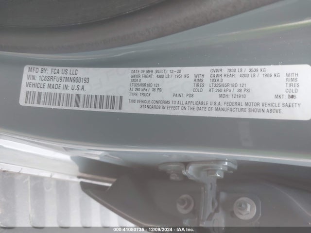 RAM 2021 2021 1C6SRFU97MN900193 Image 9