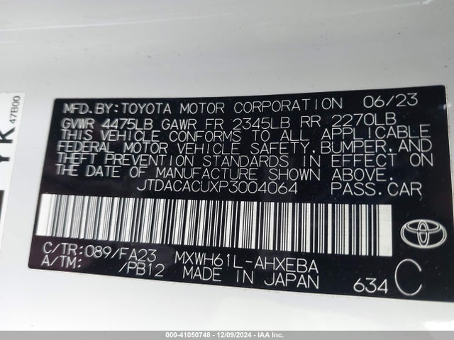 JTDACACUXP3004064 Toyota Prius Prime Se