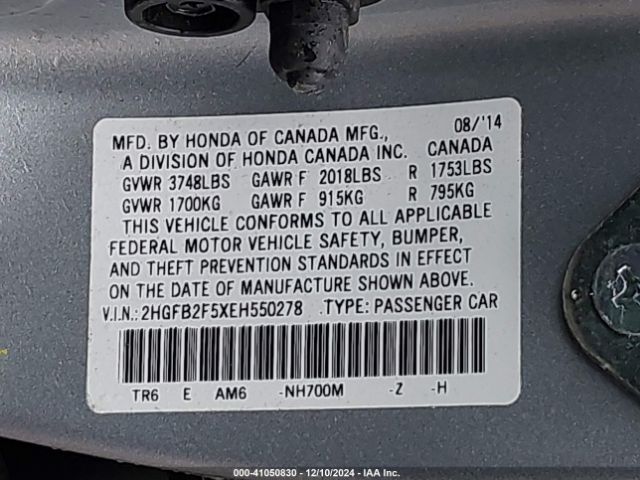 2HGFB2F5XEH550278 Honda Civic Lx