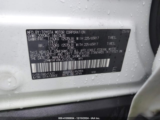 Toyota Rav4 Xle 2019 JTMW1RFV8KJ015079 Image 9