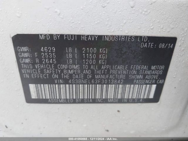 4S3BNEL63F3013842 Subaru Legacy 3.6r Limited