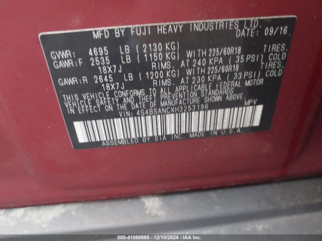 4S4BSANCXH3253196 Subaru Outback 2.5i Limited