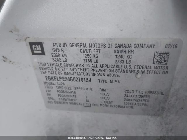 2GKFLPE34G6270139 GMC Terrain Slt
