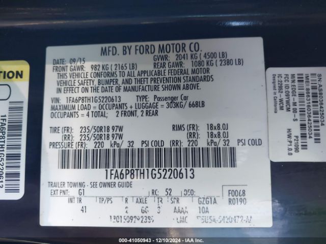 1FA6P8TH1G5220613 Ford Mustang Ecoboost